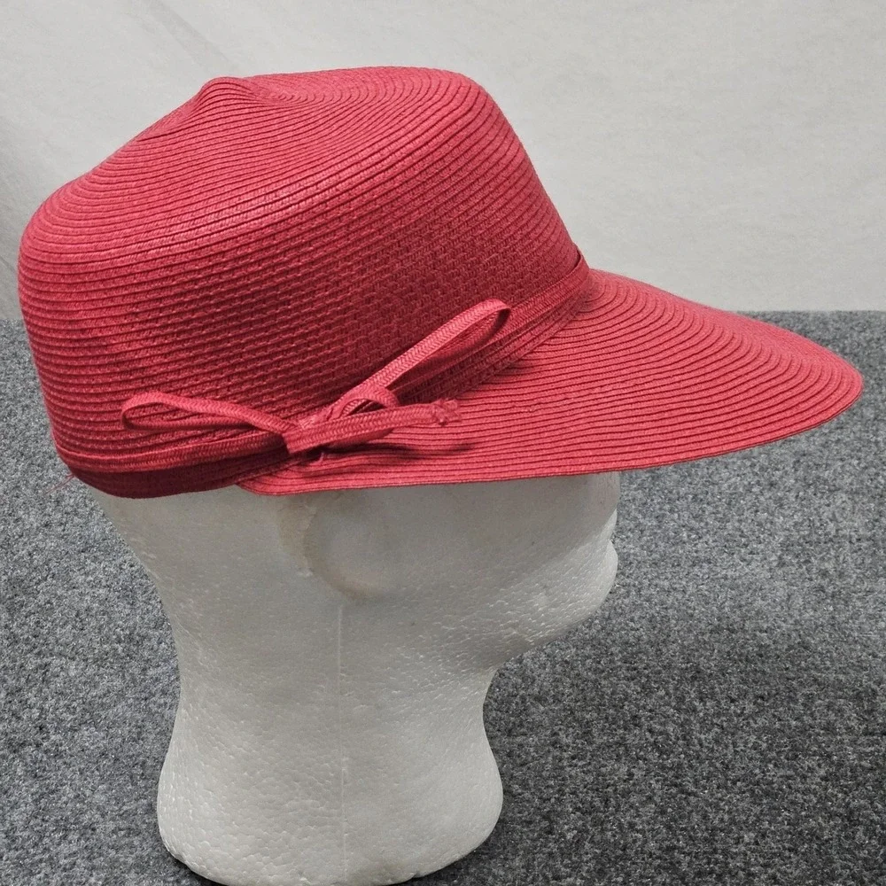 Villager Straw Sun Hat Women Red Bow Liz Claiborne Resort‎ Beach Coastal Grandma